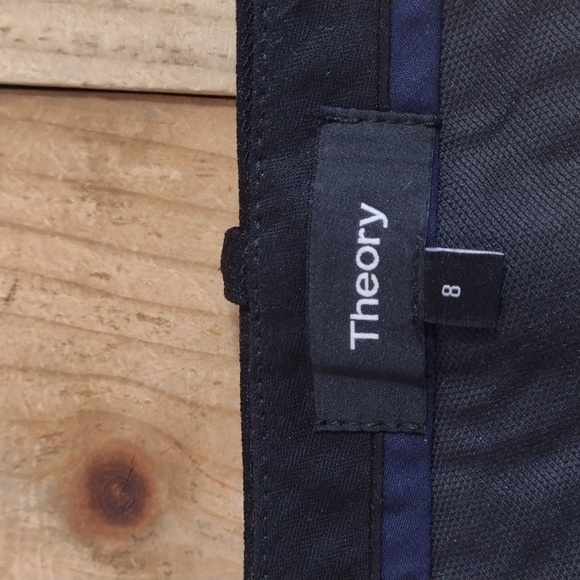 Theory Black High Waisted Treeca K Straight Leg Ankle Pant in Oxford Knit Size 8 - Picture 6 of 11